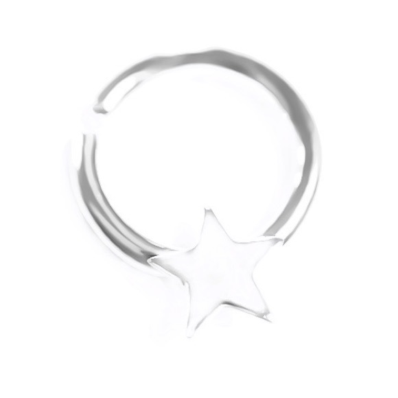 (20G-14G) 925 Sterling Silver Star Septum Ring or Daith Cartilage Hoop Earring - Picture 3 of 9